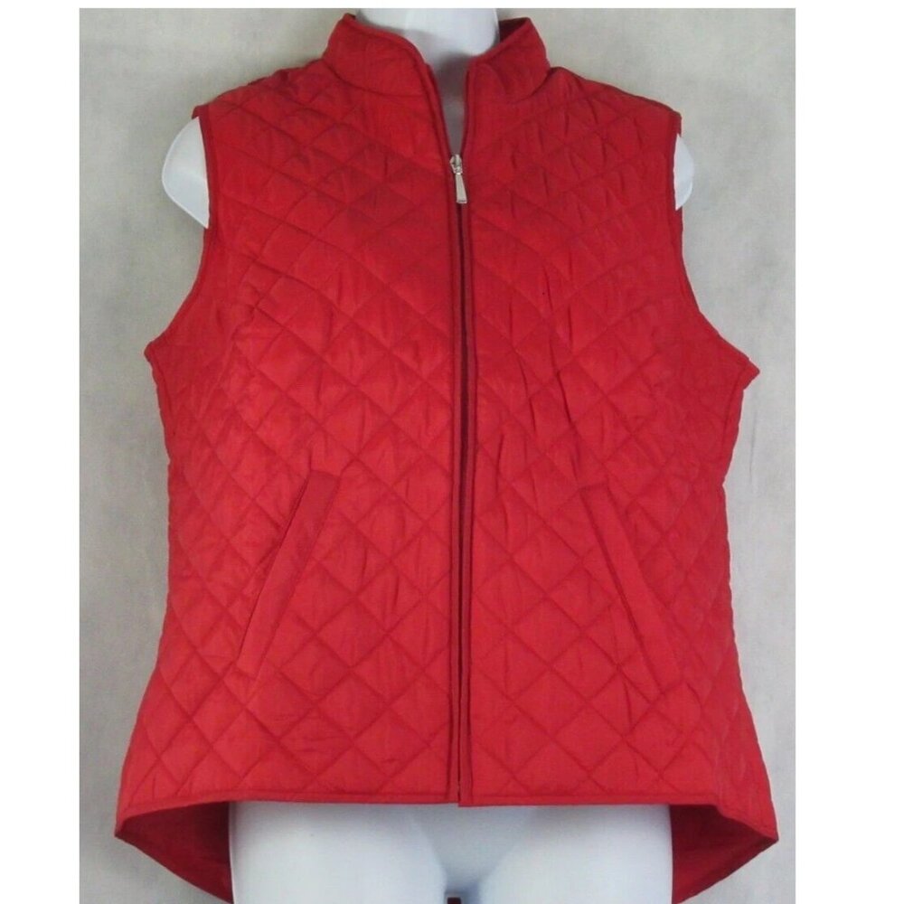 Karen Scott Women's Solid Full-Zip Quilted Puffer Vest, New Red Amore, Small